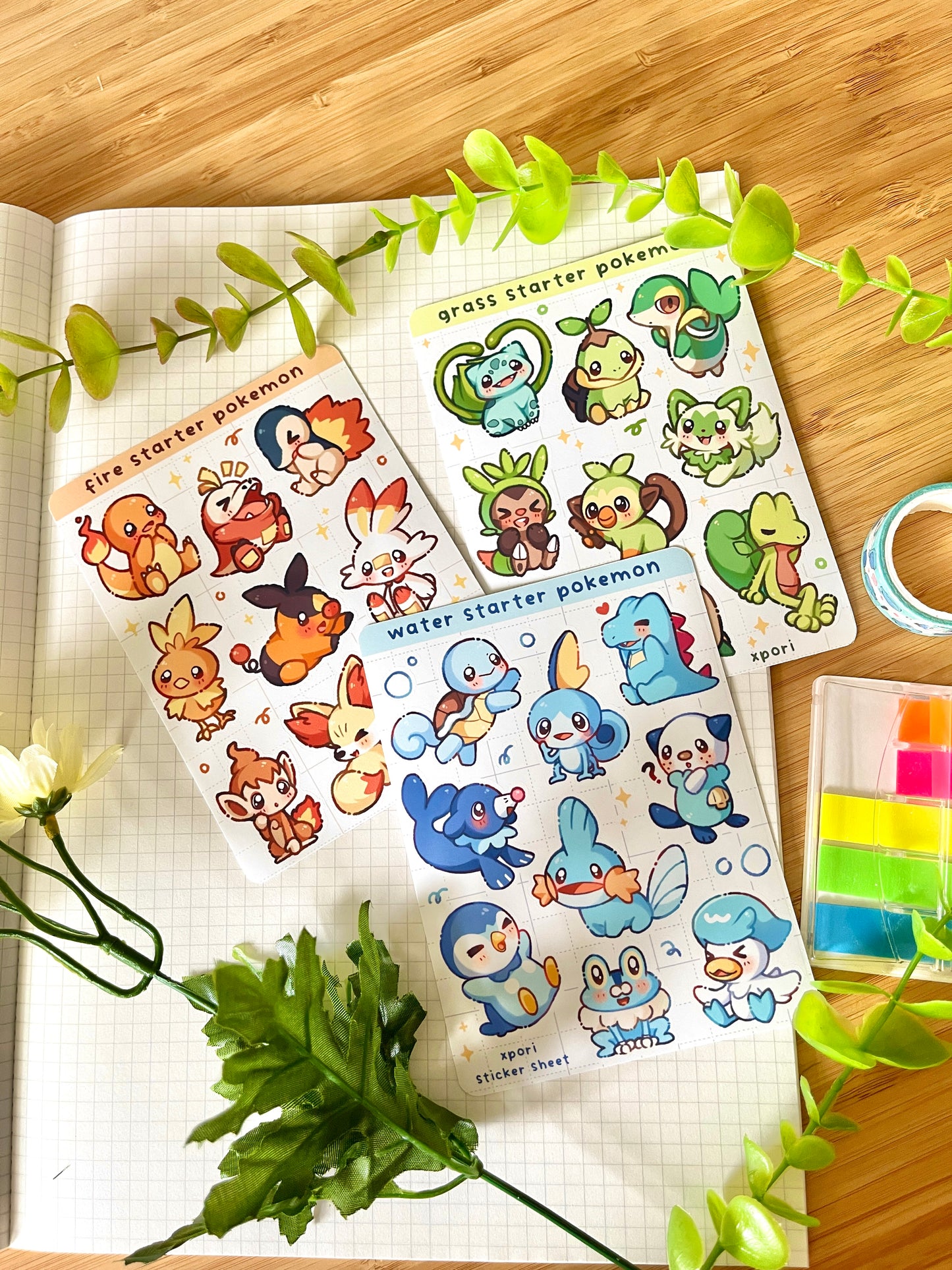 Poke Starters Sticker Sheets